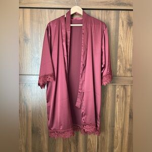 Satin wine maroon red robe